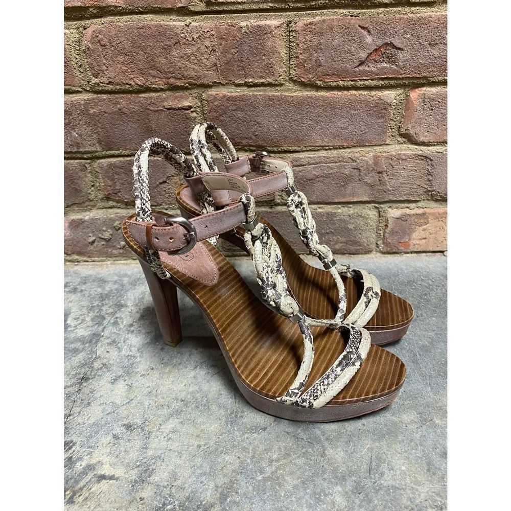Coach Simona Cream Snakeskin Waxy Leather Heel Size 8 - Picture 3 of 10